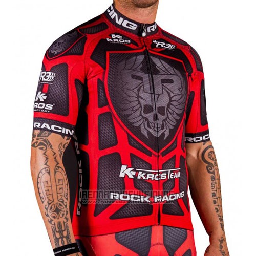 2016 Fahrradbekleidung Rock Racing Rot und Braun Trikot Kurzarm und Tragerhose - zum Schließen ins Bild klicken